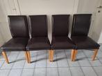4 zwarte lederen stoelen, Maison & Meubles, Chaises, Enlèvement, Utilisé, Cuir, Quatre