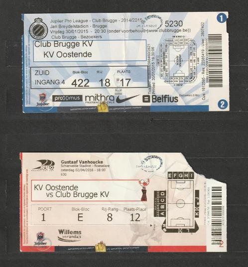 FC Brugge - KV Oostende : 5 tickets différents, 2015-2022, Collections, Articles de Sport & Football, Utilisé, Autres types, Enlèvement ou Envoi