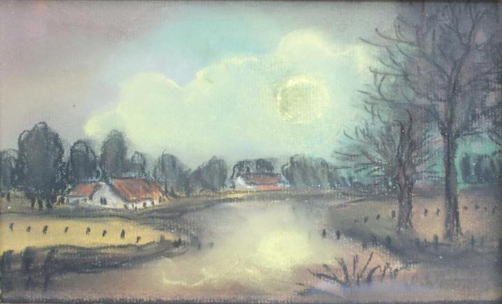 Rik Canty (1939): Leiebocht (26 x 19 cm), Antiek en Kunst, Kunst | Schilderijen | Klassiek, Ophalen of Verzenden