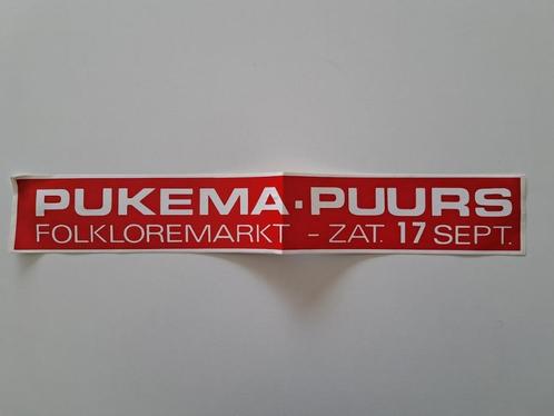 Vintage Sticker - Pukema Puurs - Folkloremarkt, Verzamelen, Stickers, Zo goed als nieuw, Overige typen, Ophalen of Verzenden
