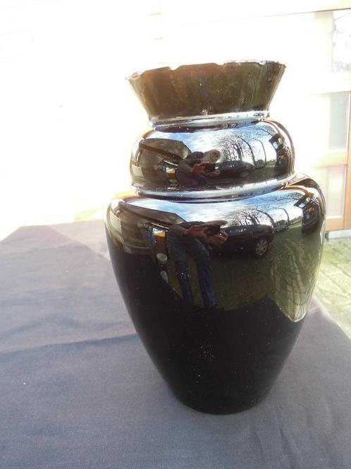 Doyen vase art déco verre opaline noir grand pot 90 Belge, Antiquités & Art, Antiquités | Verre & Cristal, Enlèvement ou Envoi