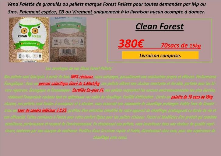 Pellet 100% résineux palette 0 acompte plusieurs prix livré., Tuin en Terras, Brandhout, Overige houtsoorten, 6 m³ of meer, Verzenden