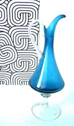Elégant vase vintage en verre bleu azur, Enlèvement ou Envoi
