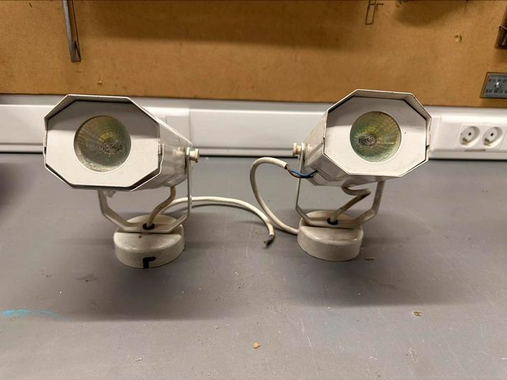 2 witte design halogeenspotjes, Huis en Inrichting, Lampen | Spots, Gebruikt, Ophalen