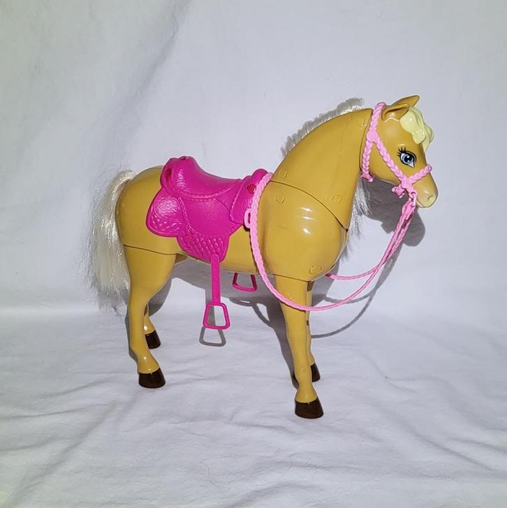 barbie paard met buigbaar hoofd + emmers, Kinderen en Baby's, Speelgoed | Poppen, Zo goed als nieuw, Barbie, Ophalen of Verzenden