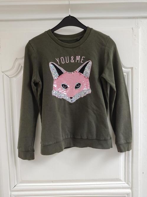 Trui met vos van pailletjes, C&A, HERE&THERE, maat 158/164, Kinderen en Baby's, Kinderkleding | Maat 164, Zo goed als nieuw, Meisje