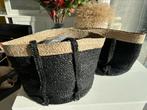Rieten mand in twee kleuren, Ophalen, Nieuw, Shopper