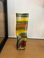 Prachtige Malta Mdina sqeeuzed swirl multicolor vaas, Ophalen of Verzenden
