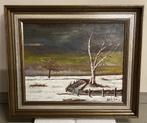 Mooi Schilderij op Doek - Ingekaderd - Gesigneerd - 64x54cm, Antiek en Kunst, Ophalen of Verzenden