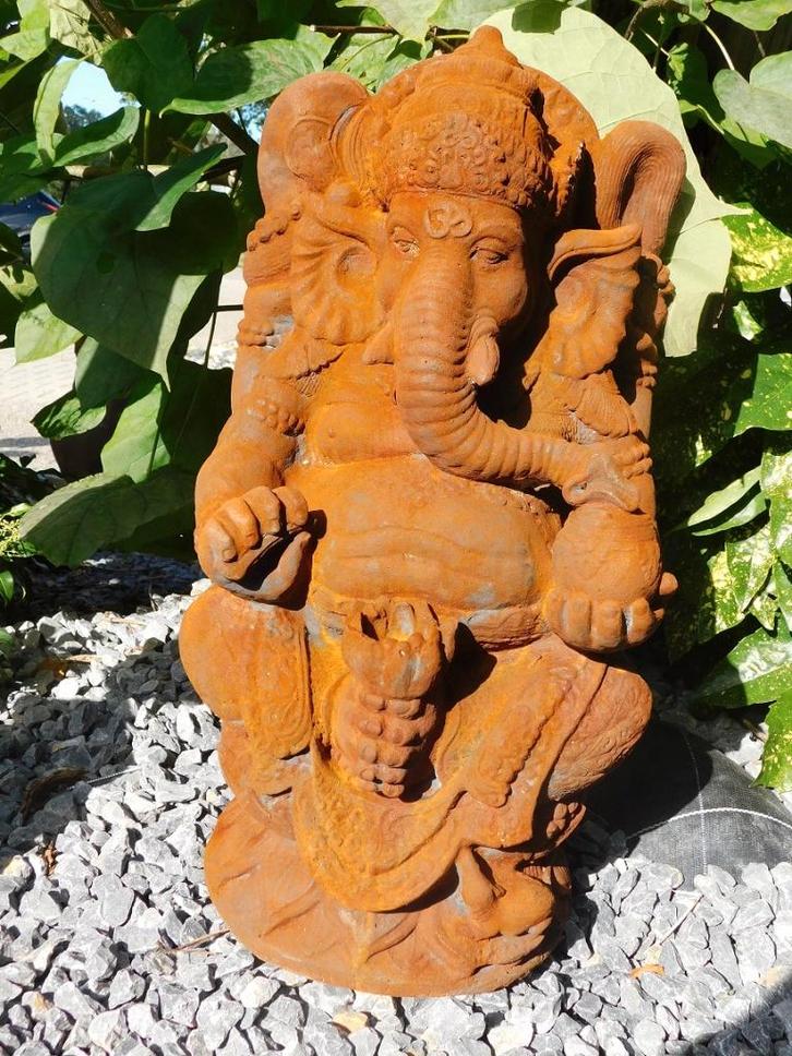 Beeld Ganesha 1 - Steen in Oxide - 68 cm, Tuin en Terras, Tuinbeelden, Dierenbeeld, Steen, Ophalen of Verzenden