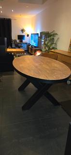 Ovale industriële tafel Lovina met X poten, Huis en Inrichting, Tafels | Eettafels, Ophalen, 50 tot 100 cm, Zo goed als nieuw