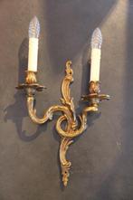 Bronzen wandlamp met twee lampen in Louis XV-stijl, Ophalen of Verzenden