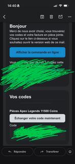 Code pour 11500 piece apex xbox belgique, Games en Spelcomputers, Spelcomputers | Xbox | Accessoires, Overige typen, Nieuw, Ophalen of Verzenden
