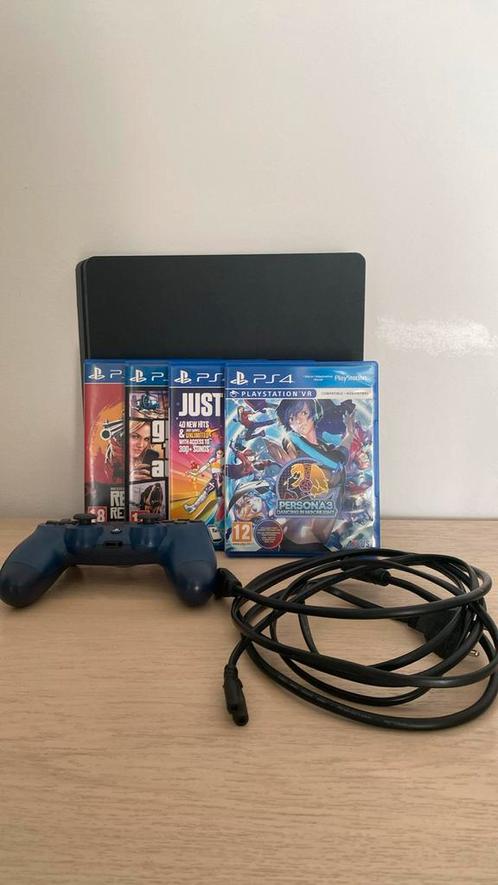 Ps4 slim 500GB + controller + 4 games, Games en Spelcomputers, Spelcomputers | Sony PlayStation 4, Gebruikt, Slim, 500 GB, Met 1 controller