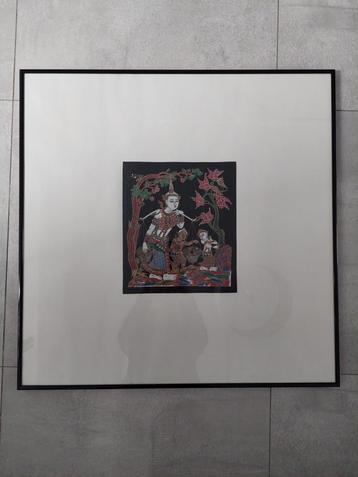 Schilderij op zijde – Thailand – ingekaderd 70x70 cm beschikbaar voor biedingen