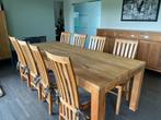 tafel en 8 stoelen te koop in teak, Huis en Inrichting, Tafels | Eettafels, 200 cm of meer, 100 tot 150 cm, Teakhout, Gebruikt