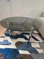 Vintage design salontafel glas & chroom – jaren 70/80 stijl, Huis en Inrichting, Ophalen, Zo goed als nieuw, Glas