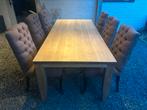 Eiken tafel met 6 stoelen, Huis en Inrichting, Tafels | Eettafels, 200 cm of meer, 50 tot 100 cm, Rechthoekig, Ophalen of Verzenden