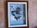 Litho ""Blue Jays in Winter"", 50 tot 75 cm, Overige typen, Ophalen of Verzenden, Zo goed als nieuw