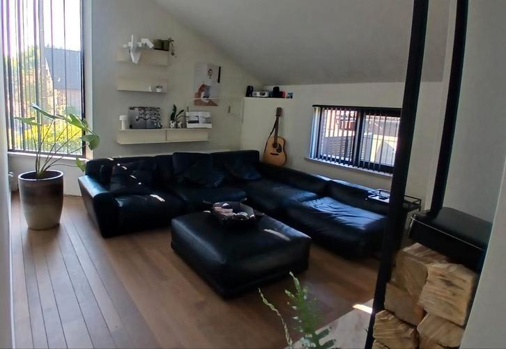 Lederen sofa Camerich 5-delige zetel zwart leer, Huis en Inrichting, Zetels | Zetels, Gebruikt, Hoekbank, Vierpersoons of meer