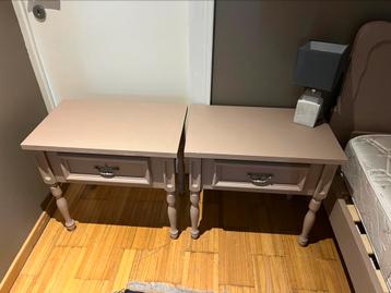 Vintage geschilderd eiken 1 p bed + nachtkastjes  beschikbaar voor biedingen