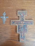Crucifix icoon San Damiano zilver en hout, Antiek en Kunst, Antiek | Religieuze voorwerpen, Ophalen of Verzenden