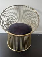 Fauteuil vintage en métal doré et coussin velours, Ophalen, Zo goed als nieuw, Metaal