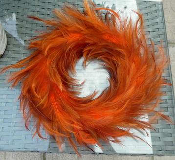 Prachtige kroon van oranje veren 30cm
