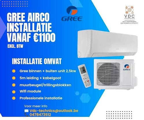 GREE airco –Professioneel geplaatst vanaf €1100 (excl. btw), Elektronische apparatuur, Airco's, Nieuw, Verwarmen, Ophalen