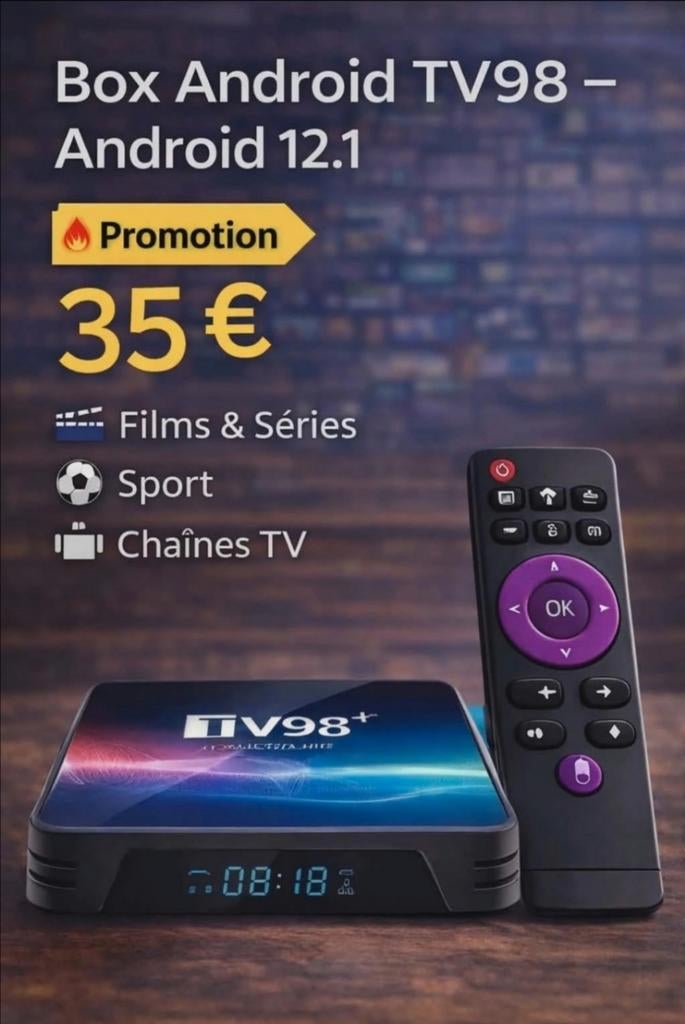 Box Android TV 4k Prête à l'emploi & Configurée, Enlèvement ou Envoi, Comme neuf, Décodeur