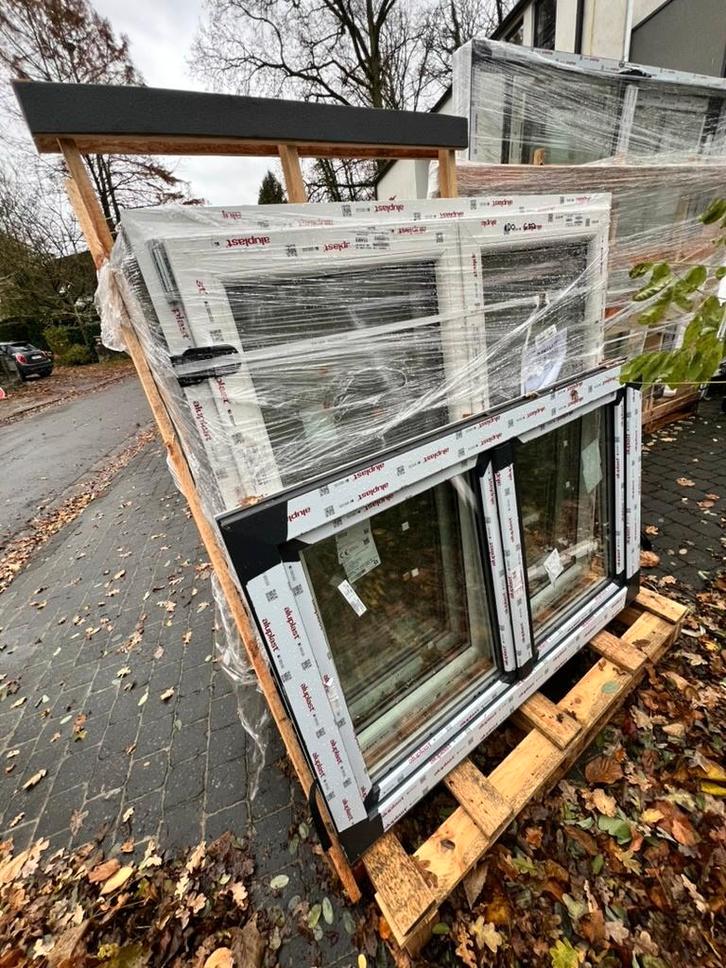 Lot complet châssis PVC Aluplast Ideal 5000 — Bi-couleur, Bricolage & Construction, Châssis & Portes coulissantes, Neuf, Enlèvement