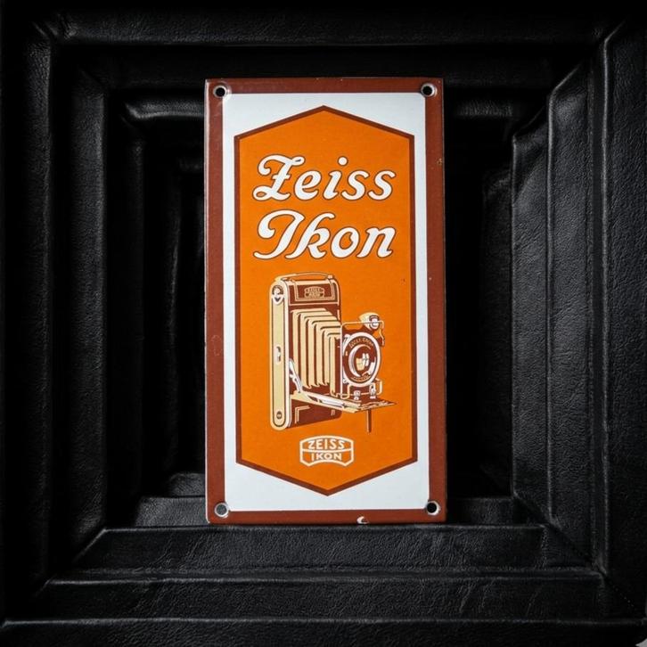 Emaille Schild ZEISS IKON Duits Reclamebord Vintage Jaren 30, Audio, Tv en Foto, Fotocamera's Analoog, Gebruikt, Overige Merken
