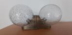 Leuke vintage plafondlamp dubbele bol gespikkeld glas, Enlèvement ou Envoi, Verre