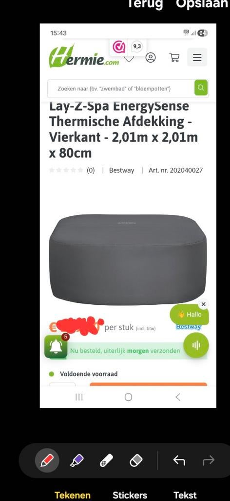 Ik zoek een jacuzzi lay-z-spa energysense thermische  afdekk, Ophalen of Verzenden