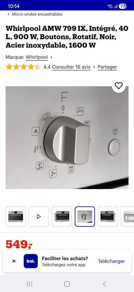 Combiné Four et micro-ondes Whirlpool en bon état., Enlèvement, Four, Micro-ondes