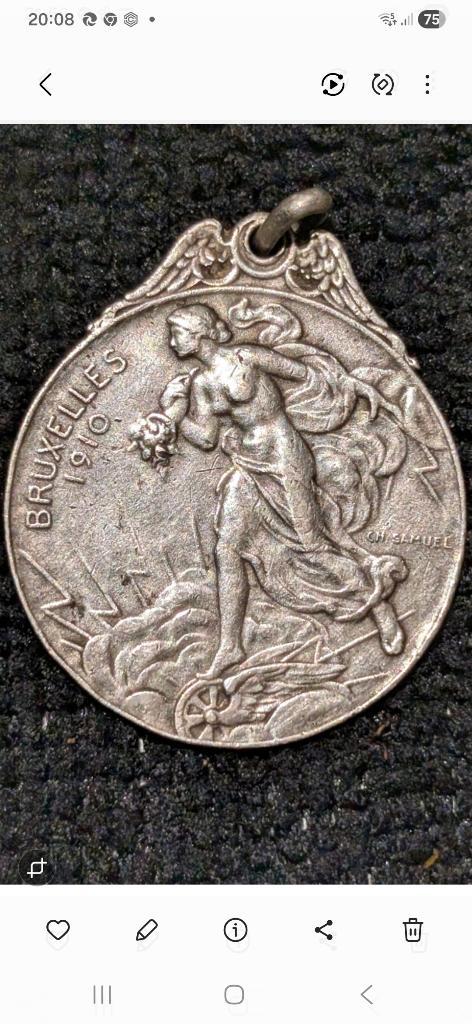 Medaille uit 1910: tramways, spoorwegen.Bruxelles., Postzegels en Munten, Penningen en Medailles, Zilver, Ophalen of Verzenden