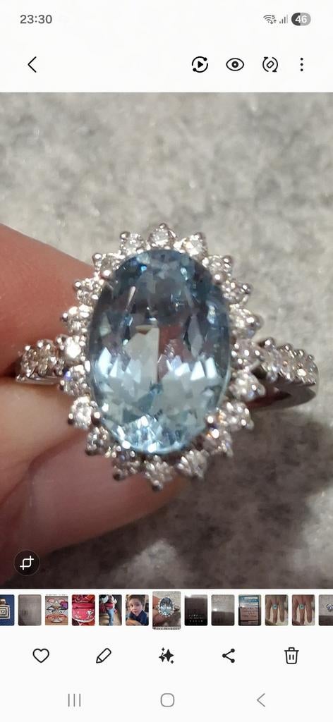 Bague or 18k diamant naturel et topaze neuve, Bijoux, Sacs & Beauté, Bagues, Neuf, Or, Bleu, Femme