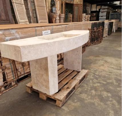 Meuble de salle de bain - pierre naturelle travertin de luxe, Maison & Meubles, Enlèvement