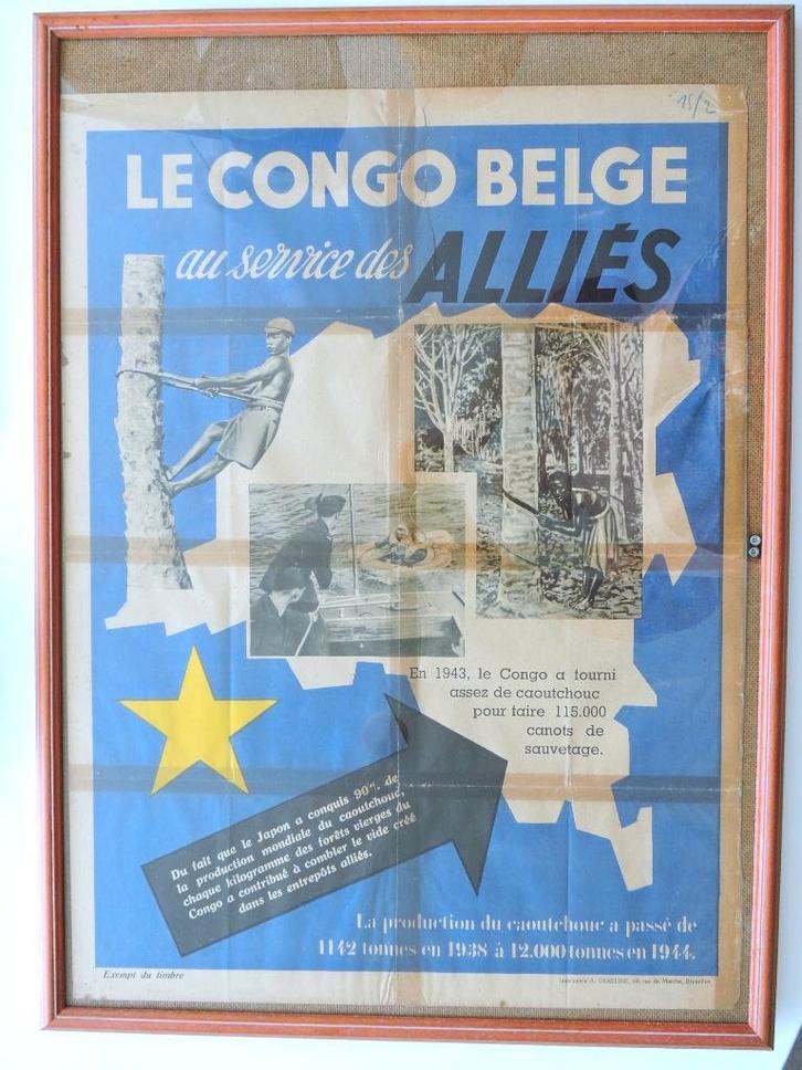 1945-1950 BELGIAN CONGO Vintage Poster, Antiek en Kunst, Curiosa en Brocante, Ophalen of Verzenden