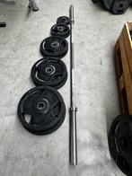 105kg Olympische Gewichten + Olympische Barbell 220cm, Sport en Fitness, Ophalen, Zo goed als nieuw
