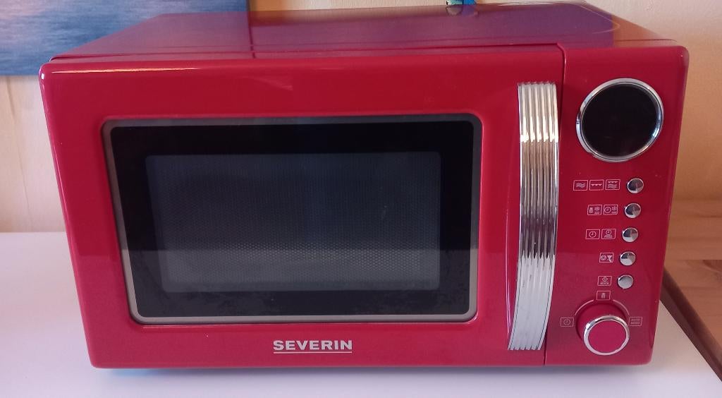 Rode vintage/retro microgolfoven met grillfunctie, Elektronische apparatuur, Ophalen, Microgolfoven, Grill, Zo goed als nieuw