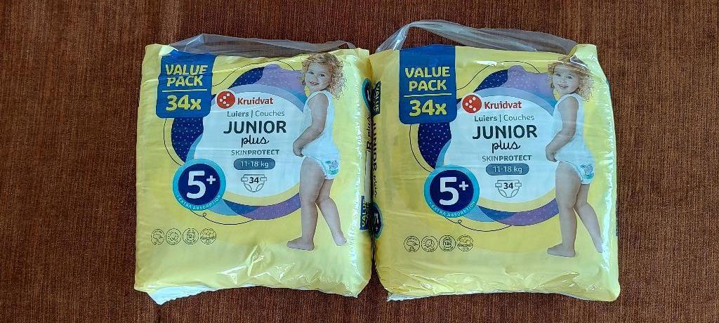 Couches 5+ (11-18 kg) - 34 pièces X 2 sacs, Enlèvement, Neuf, Autres types, Autres marques