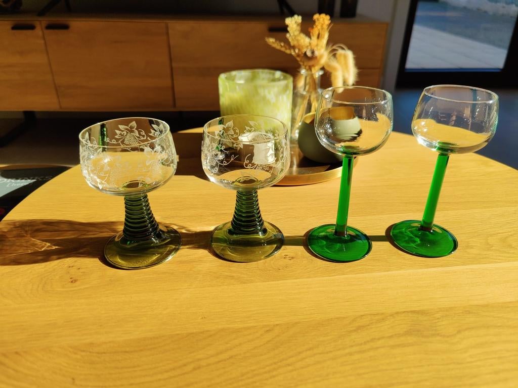 4 vintage wijnglazen, Ophalen, Nieuw, Overige typen