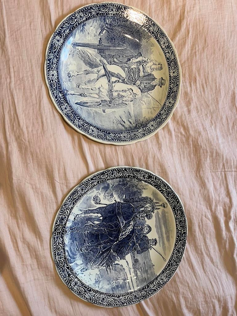 Blauwe schotels delft 2 stuks, Enlèvement