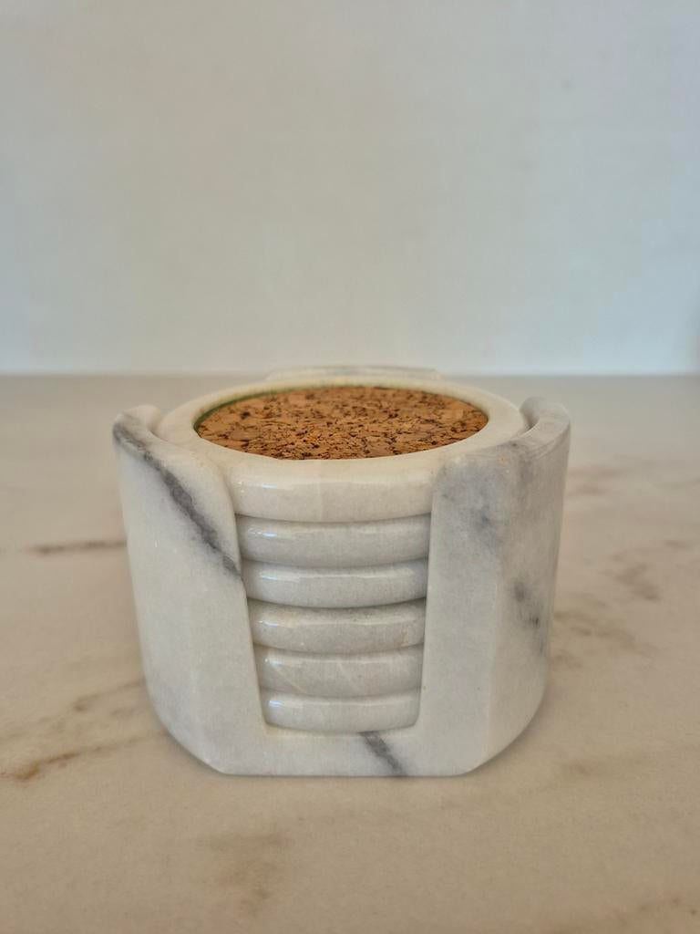 Vintage set marmeren onderzetters (6 stuks), Huis en Inrichting, Woonaccessoires | Onderzetters, Ophalen of Verzenden
