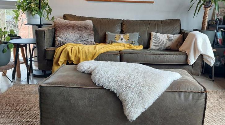 BePureHome perfecte staat 2,5 zit sofa incl. hocker/poef, Maison & Meubles, Canapés | Salons, Métal, Enlèvement