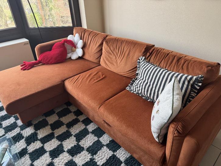 Canapé 3 places + méridienne orange, Huis en Inrichting, Zetels | Zetels, Zo goed als nieuw, Hoekbank, Driepersoons, 200 tot 250 cm