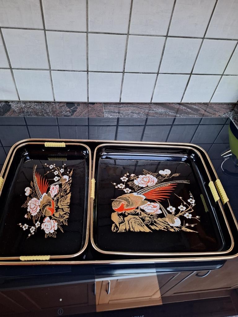 Plateaux en laque japonaise en 3 pièces jamais utilisés, Maison & Meubles, Enlèvement