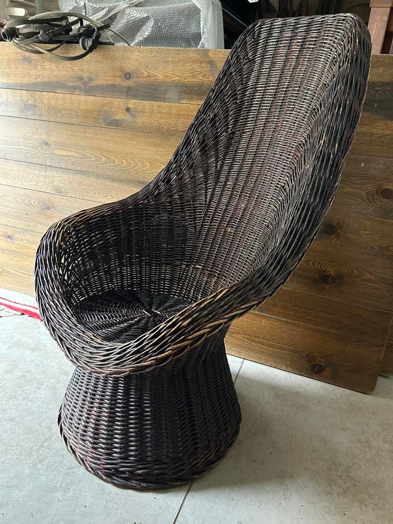 Vintage Rotan kuipstoel, Ophalen, Gebruikt, Rotan