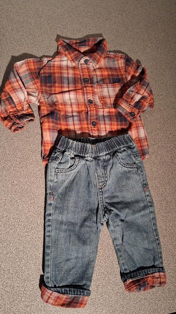 Setje met hemd flanel en jeansbroek Earlydays maat 62, Kinderen en Baby's, Babykleding | Maat 62, Broekje, Ophalen of Verzenden